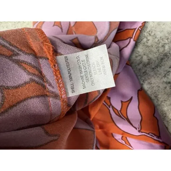 Christian Lacroix Midi Dress M Silky Satin Floral Cutout Resort Beach $460 - Picture 11 of 12